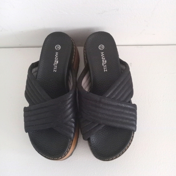 Marquiiz Nasty Gal Cross Your Heart Platform Slide Sandals Y2K Chunky Shoes - Picture 4 of 6